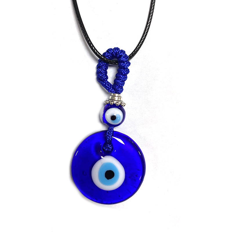 Simple Blue Glass Devil's Eye Pendant Keychain Necklace display picture 3