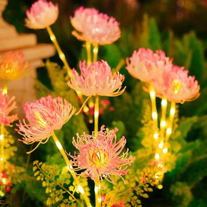 lámpara de diseño de flores al aire libre, lámpara solar LED, lámpara de césped decorativa de jardín