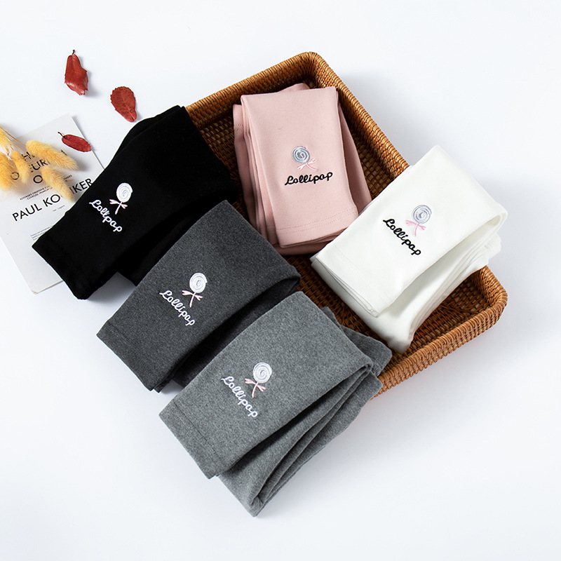 女童春秋外穿纯棉打底裤儿童修身款裤子中小童宝宝裤子黑白色微厚