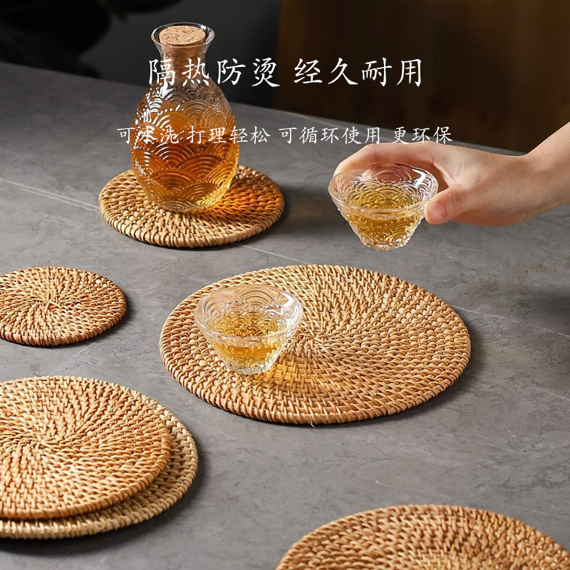 藤编隔热垫子家用防烫锅垫碗垫耐高温餐桌垫耐热盘子居家日用杯垫|undefined
