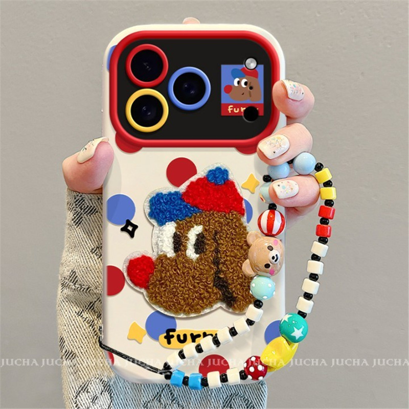 Suitable for Apple 17Promax Mobile Phone Case with Artistic Cartoon Design, Iphone16Plus Niche 15 Baseball Cap Puppy Design
