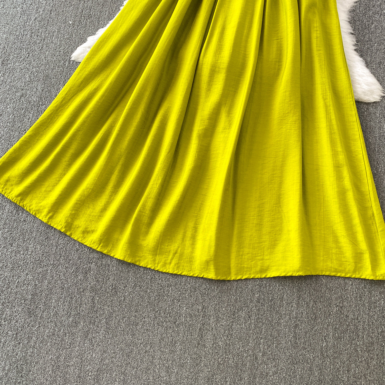 Elegant Pleated Round Neck Dress For Women Commuter Style Three Quarter Sleeve Slimming A-Line Long Skirt Casual Summer_ecoleips.com
