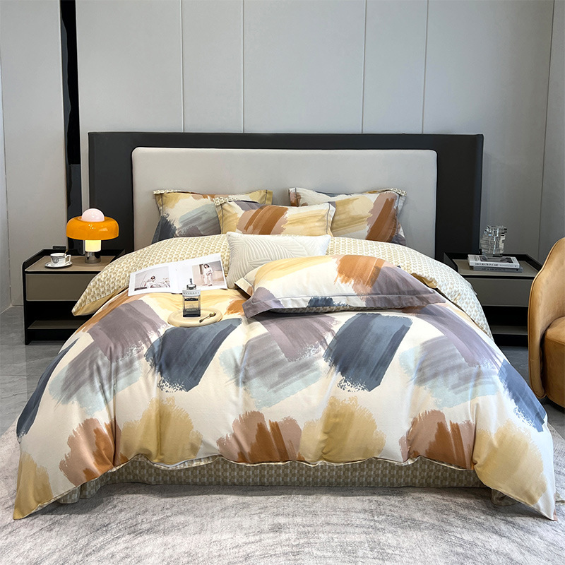 Nuevo juego de cuatro piezas de lana gruesa y cepillada, ropa de cama de edredón de impresión de lujo ligero para el hogar, ropa de cama de otoño e invierno al por mayor