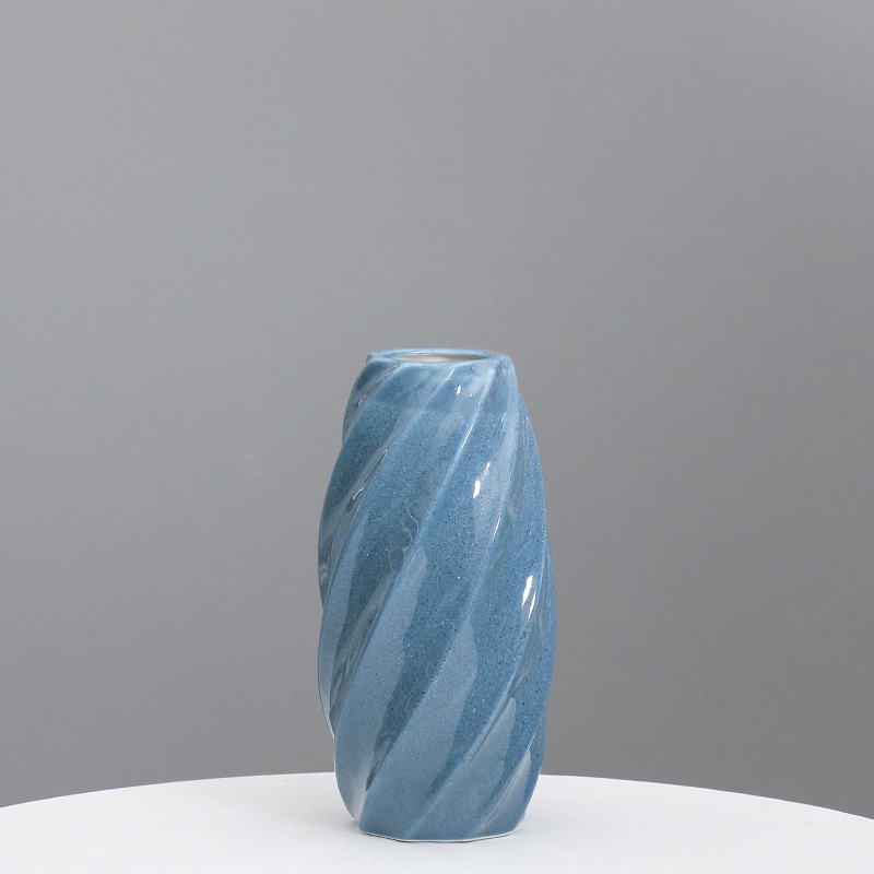 Cerámica moderna simple rayas florero sala de estar Azul Rojo creativo suave decoración del hogar flor seca arreglo floral