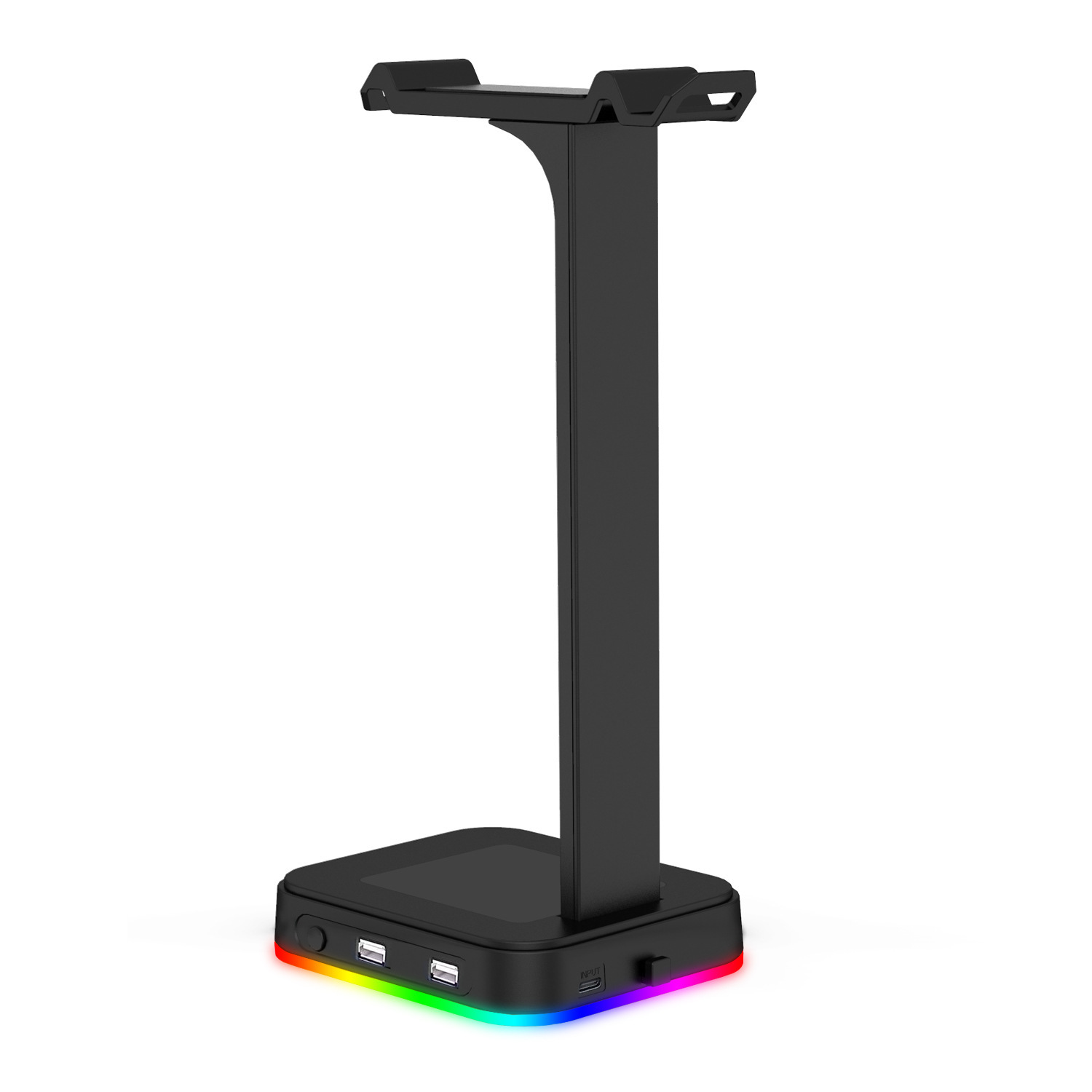Soporte de auriculares RGB colorido, auricular que cambia de color, soporte de juego, soporte de exhibición de auriculares para juegos de deslumbramiento USBHUB dual