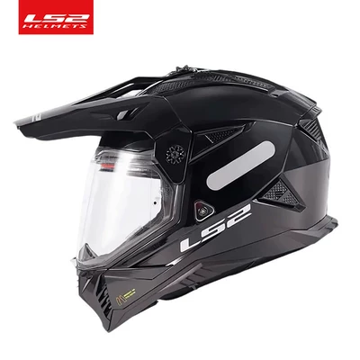Ls2 Motorcycle Helmet Rally Helmet Full-Face Dual-Lens Men's Four-Season Anti-Fog Off-Road Winter Motorcycle Racing Mx702 (Motorcycle Safety Supplies) - black-m