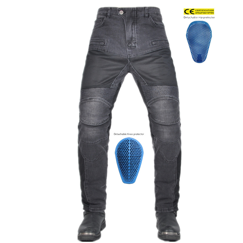 Jeans de motocicleta para hombres y mujeres verano malla transpirable locomotora elástica resistente al desgaste montar pantalones anticaídas protector de silicona