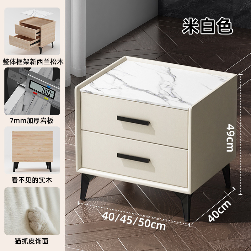 Mesa de cabezal de cama de madera sólida de corteza de roca simple gabinete de lado de la cama moderno pequeño gabinete de lujo pequeño almacenamiento dormitorio doméstico