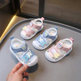 一件代发夏季新款婴幼儿学步鞋1-2岁软底包头防滑宝宝鞋沙滩凉鞋