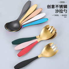 Manufacturer Direct Supply Thickened High-Quality Stainless Steel Serving Spoon and Fork for Hotel Buffet Fruit Salad Spoon and Salad Fork