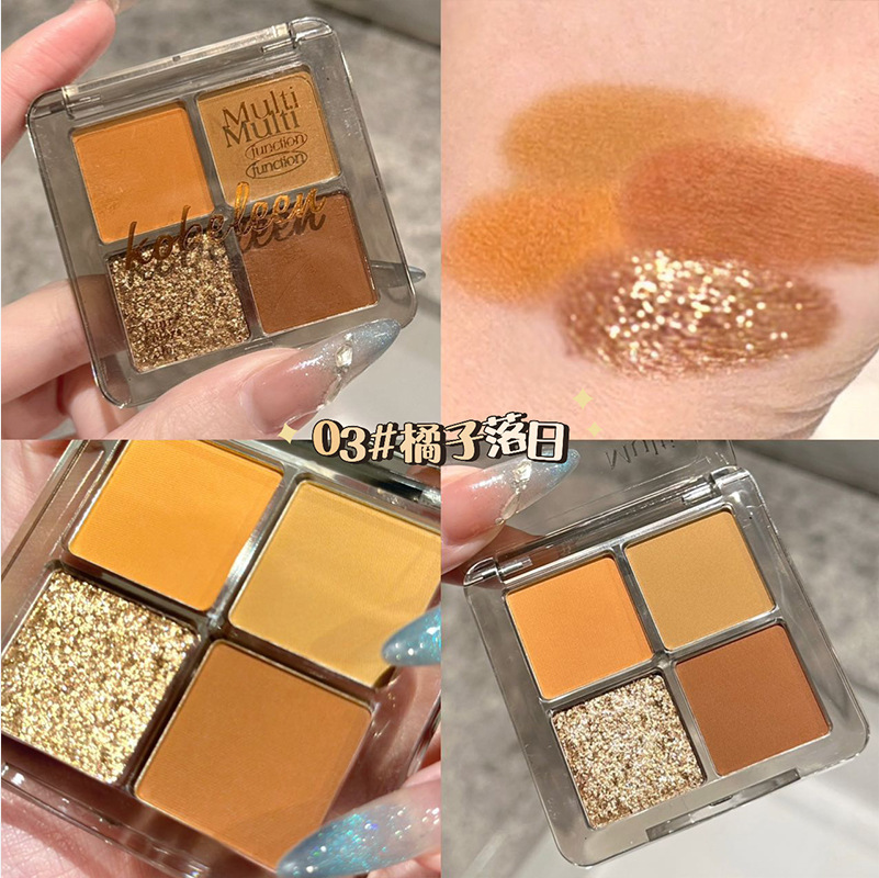 Kobeleen divertido juego de sombras de ojos de cuatro colores nacarado mate todos los días, un plato de sombras de ojos de puré de papas baratas y multiusos