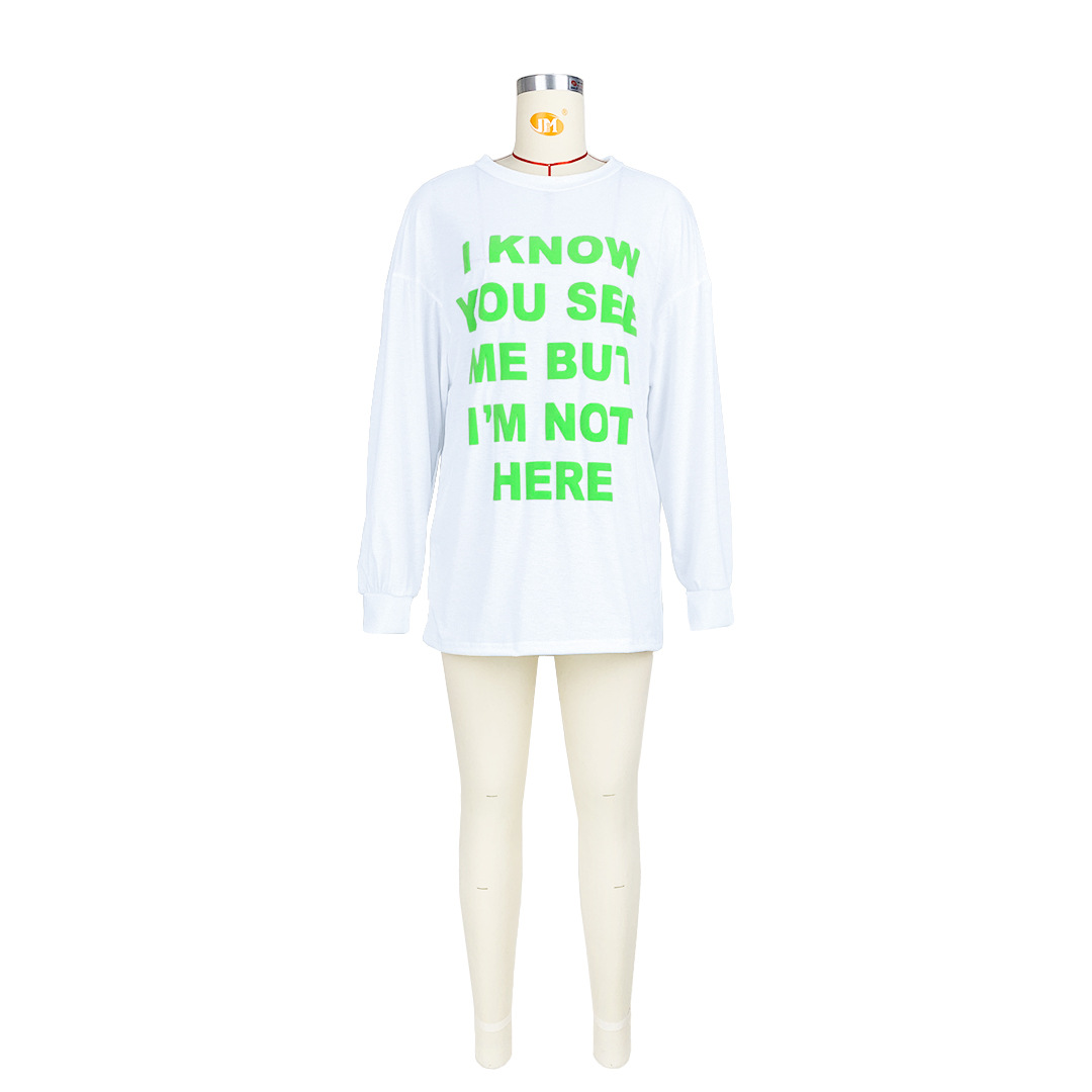 Women Clothing Goods Casual Double Sided Letter Graphic T shirt Dress