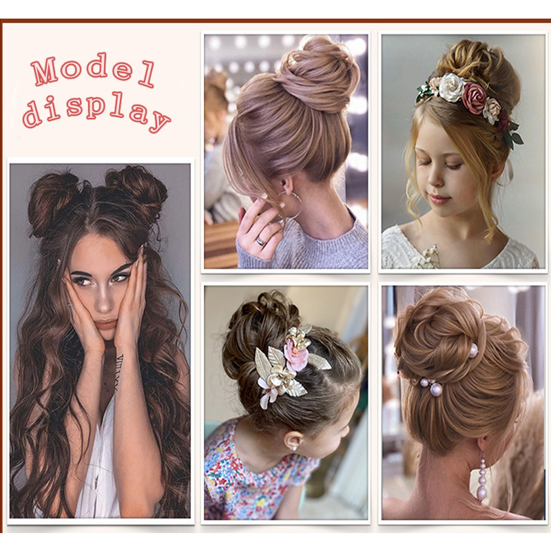 Cross-border fashion messy fluffy flower bud ball head curly hair high temperature silk coil factory direct wig ring