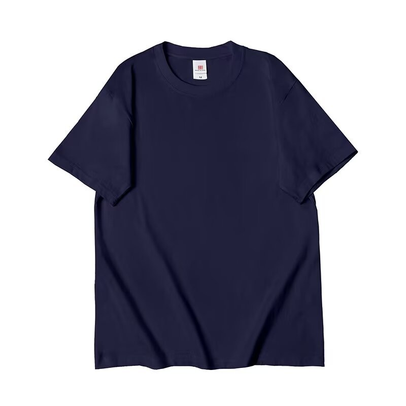 Camiseta de algodón de manga corta para hombres transpirable de color sólido cuello redondo soporte de logotipo personalizado camiseta publicitaria camiseta camiseta