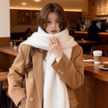 马海毛红色高级氛围感围巾女冬季韩版百搭加厚马海毛绒围脖保暖卡