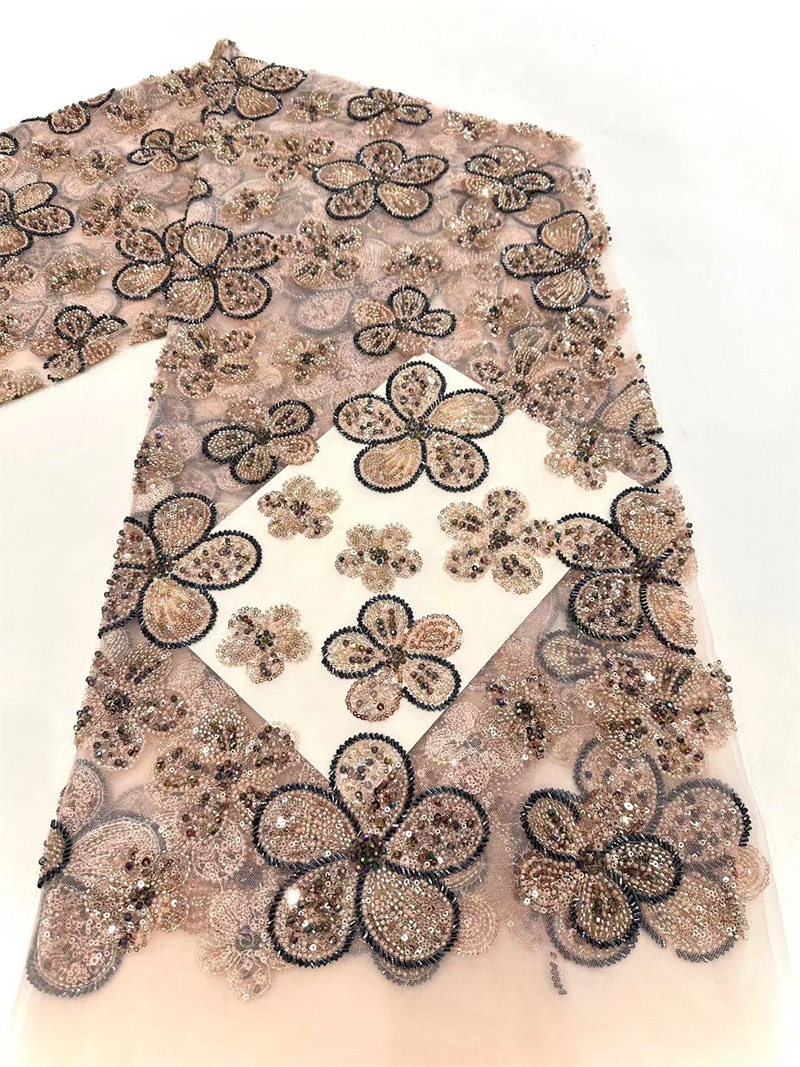 Tejido de encaje de flores de alta calidad industria pesada vestido de boda de lujo vestido de moda de banda Amazon transfronterizo
