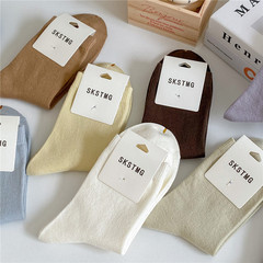 小紅書款早秋新款精梳棉襪子女 日系ins風女襪百搭純色jk中筒襪女