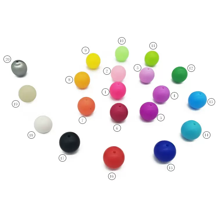 手链串宝宝牙胶珠子8/10/12/15/18MM硅胶圆珠婴儿饰品个性潮饰