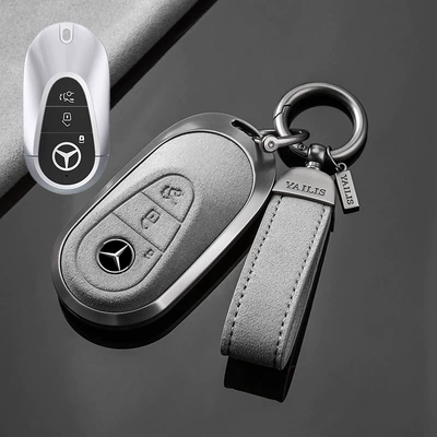 glc a180 eqb car — Car key bag - no-specifications-mercedes-benz-c-tarnish-aluminum-alloy-light-gray-suede-hand-rope-buckle