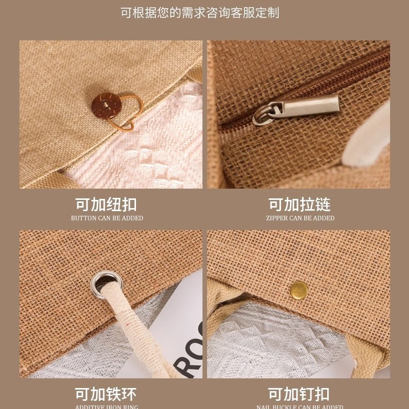 Bolsa de lino personalizada diy regalo de mano de compras bolsa de yute de gran capacidad bolsa de lino portátil bolsa de lino personalizada