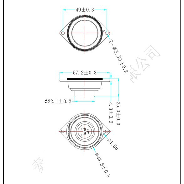 直径44mmマルチメディア広告一体型スピーカー4ユーロ5ワット円形耳付きスピーカーFUET|undefined