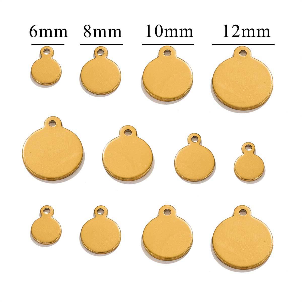 Placa redonda de acero inoxidable para logotipo, accesorios de joyería DIY, colgante para collar o pulsera.