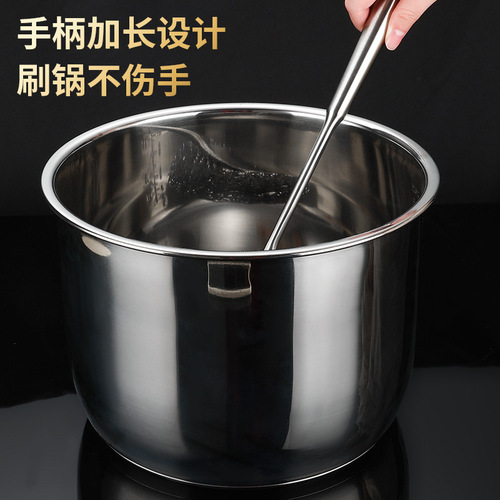 Pot Scrubber Kitchen Long Handle Brush Pot Gadget 316L Stainless Steel Wire Pot Scrubber for Home Cooking No Wire Drop Cleaning Brush