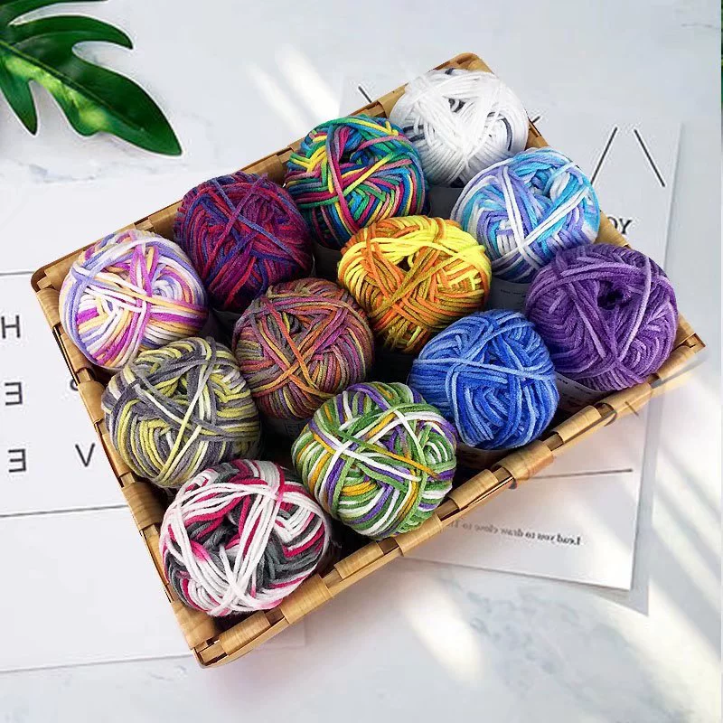 5-нить молочный хлопок сегмент цвет dyed fancy нитка радуга молочный хлопок пряжа сегмент окрашенная пряжа оптовая радужная градиент