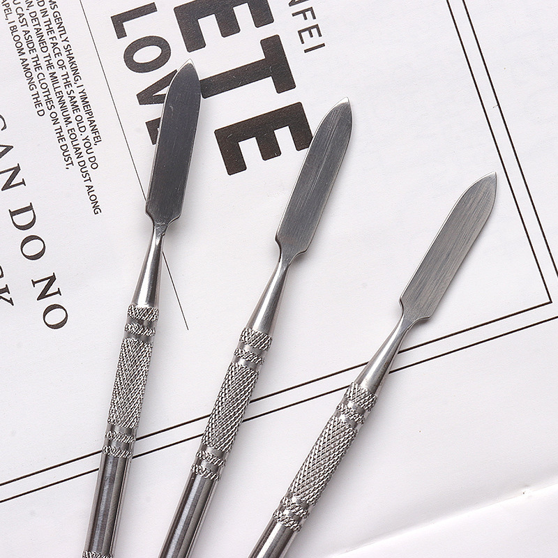 Cross-border supply stainless steel beauty makeup palette stick foundation eye shadow beauty makeup double head nail art palette scraper palette stick