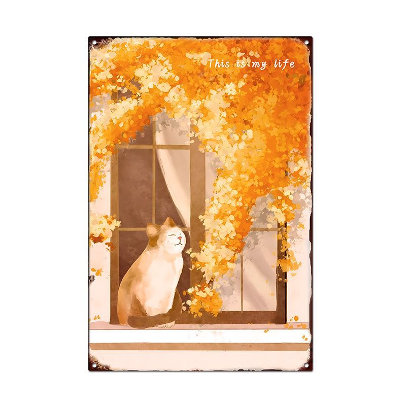 Pintura de hojalata pastoral Flor antigua retro Arte de hierro Pintura colgante pequeña Jardín al aire libre Balcón Decoración de pared Colgante transfronterizo