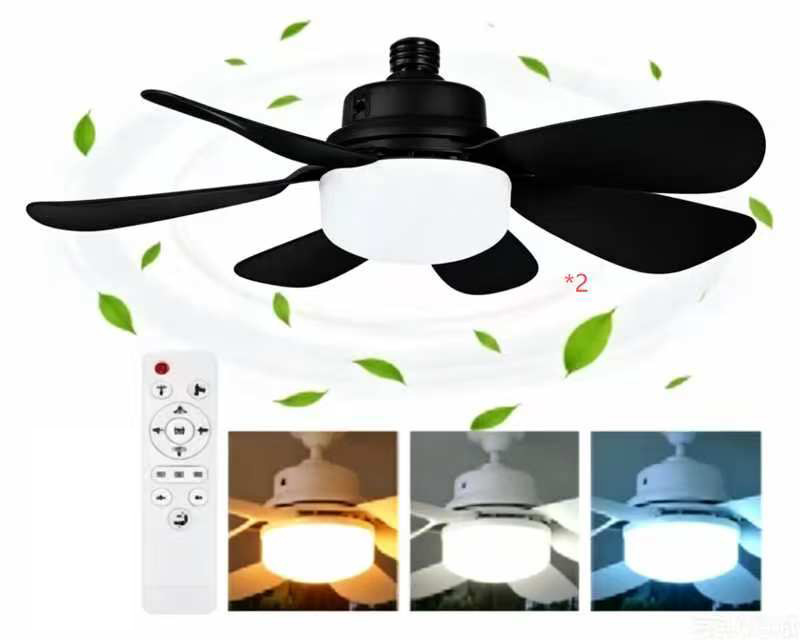 Ventilador de Techo con Luz E27 de ABS Silencioso para Comedor y Dormitorio