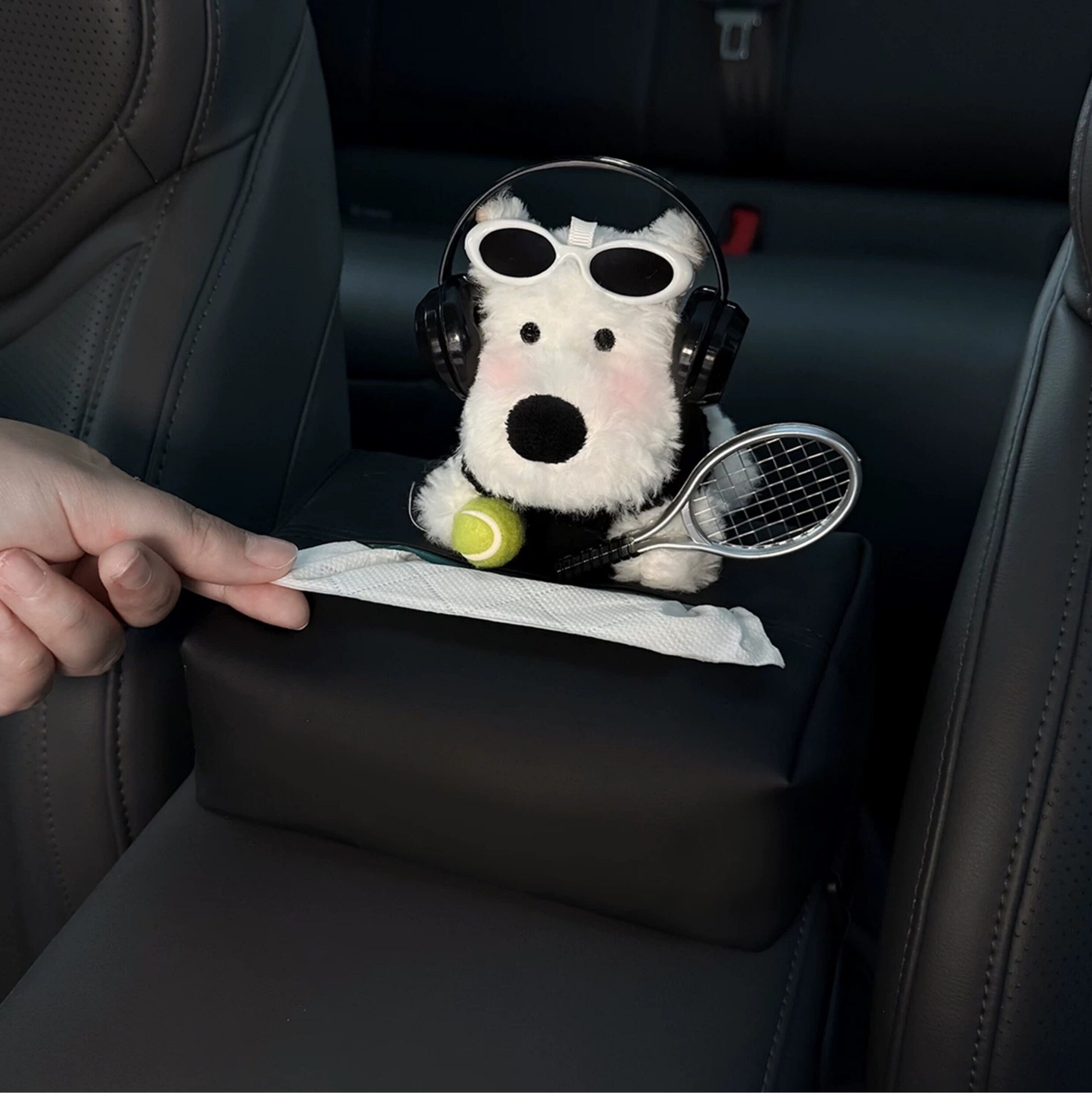 2026 New Model West Highland Car Tissue Box, Car Interior Armrest Box Tissue Holder, Seat-Mounted Car Tissue Bag, Cute