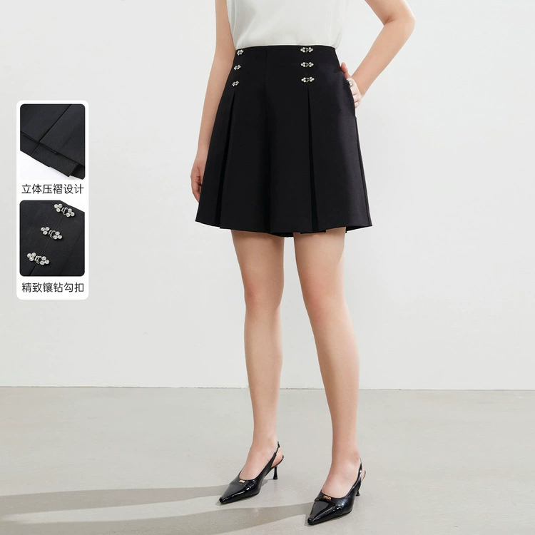 Плоское шоу большой размер женская плиссированная юбка брюки с высокой талией свободная широкая нога ретро повседневные шорты жирный mm2024 летний новый стиль