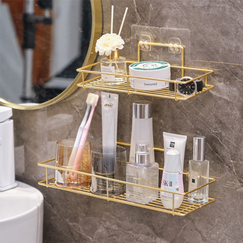 Bathroom wall-mounted storage rack light luxury punch-free wash basin storage toiletries shelf bathroom wall wall hanging