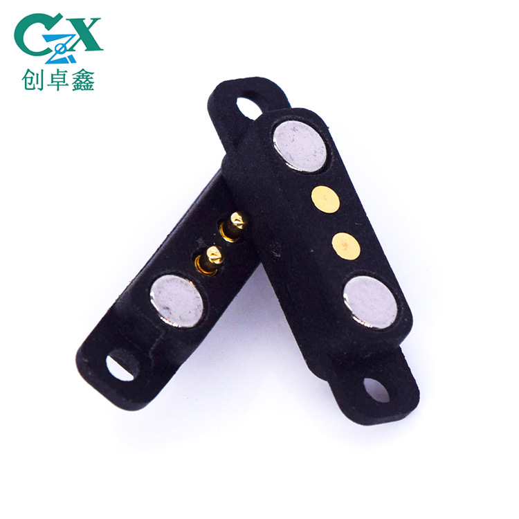 2pin磁吸连接器 带定位孔间距2.8mm小家电弹簧针磁铁连接器