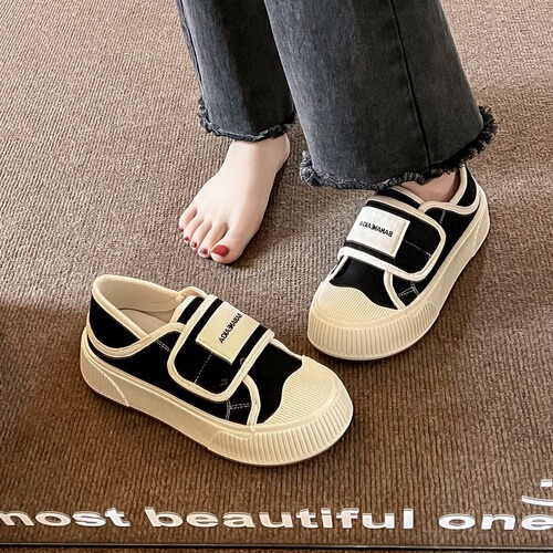 College-style Velcro Canvas Shoes for Women | New Spring/Summer Collection | Thick-Soled, Versatile Design | Slip-On Sneakers