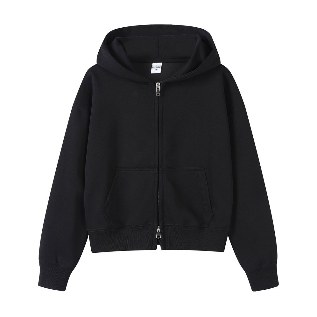 Marca de moda de color sólido con capuchón de plata, camiseta corta de hombro para mujeres otoño y invierno pesado 450g con camiseta con capuchón cálida y casual