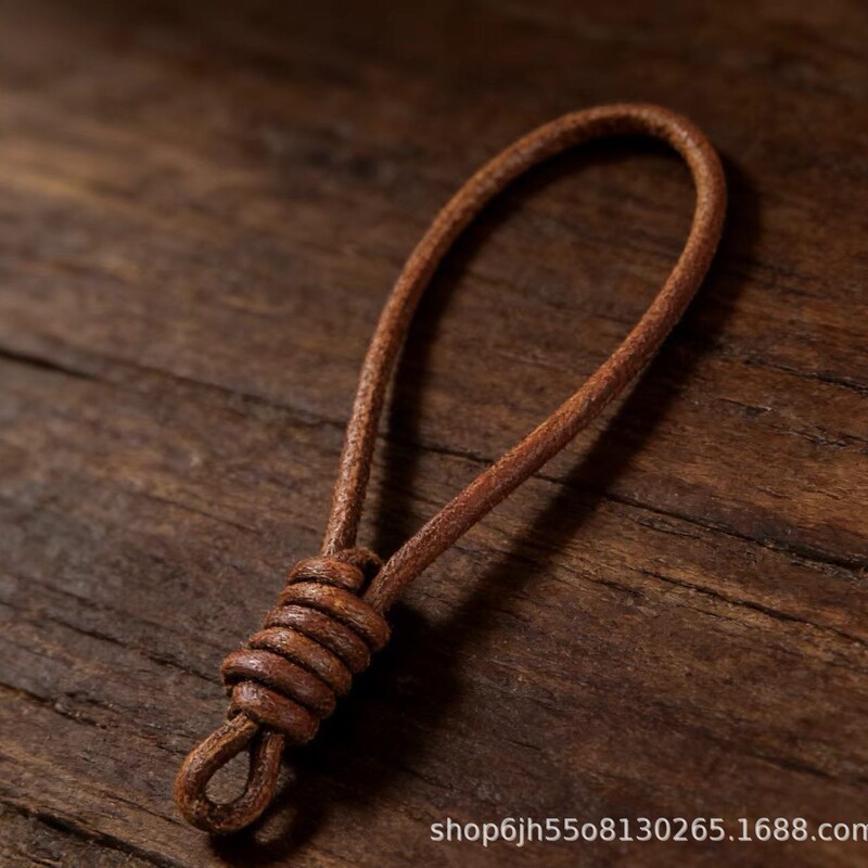 3mm Primary Color Cowhide Rope Keychain Simple Genuine Leather Handmade Wristband Car Key Ring Pendant Keychain Wholesale