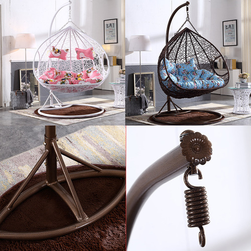 Double hanging basket wicker chair indoor balcony swing chair home user outdoor swing cradle chair lazy person bird's nest hammock rocking chair