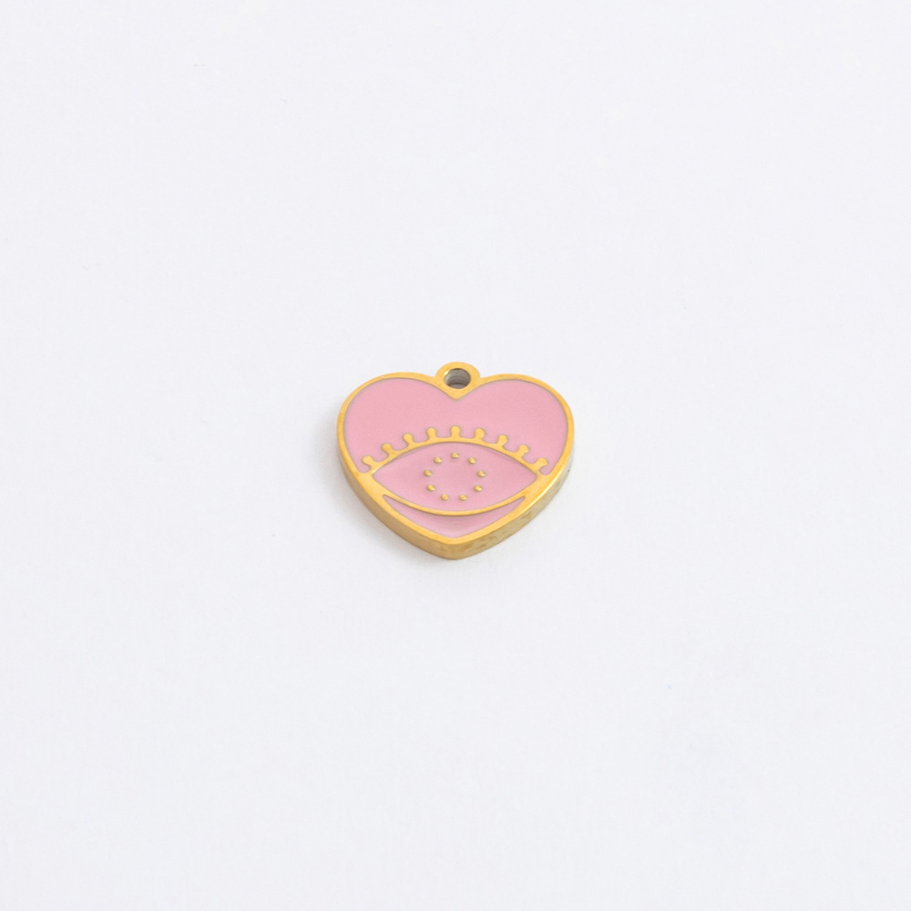 Waterproof Non Tarnish, Enamel, Plating Craft 1 Piece 10.9mm 17.5mm 304 Stainless Steel PVD Coated Real Gold Plated Cherry Heart Shape Bow Knot Pendant DIY Jewelry Accessories
