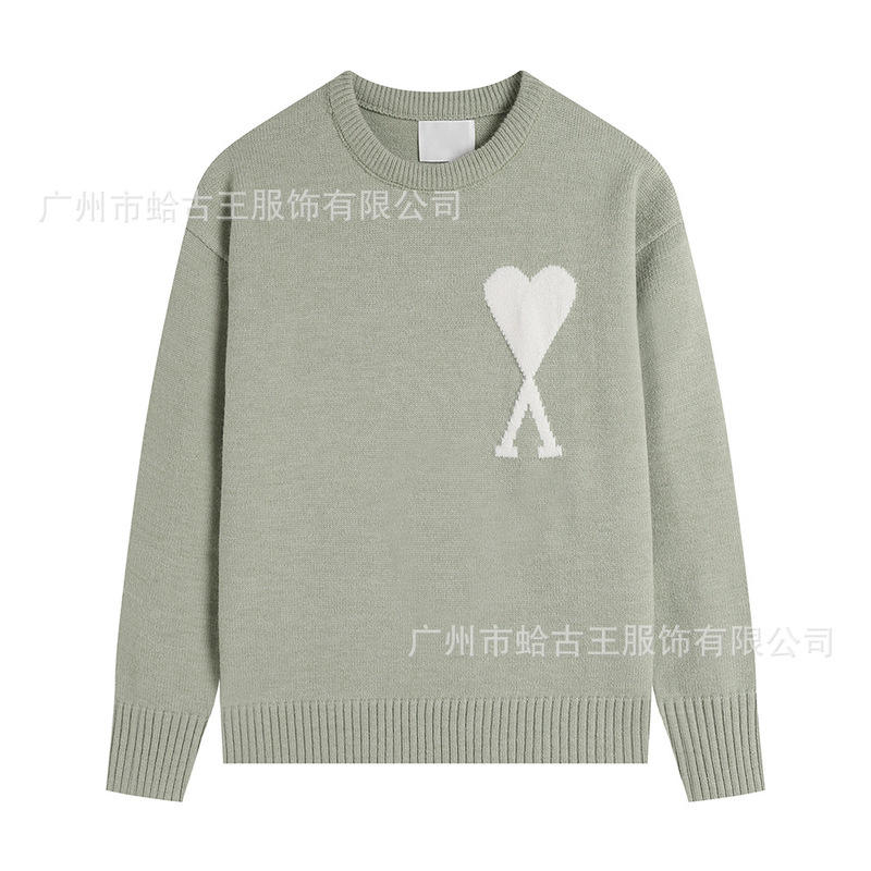 AMI ANCIENT 秋冬新款男女情侣休闲圆领毛衣提花爱心保暖针织上衣|undefined
