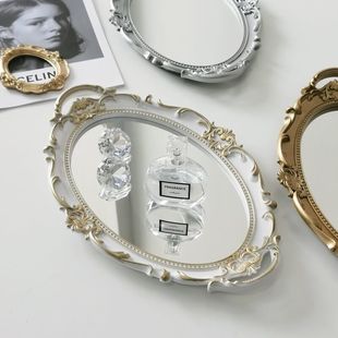 Vintage Mirror Tray European Style Decoration Dormitory Homestay Set Ornaments Small Ornaments Posing ins Style Photograph Enshun