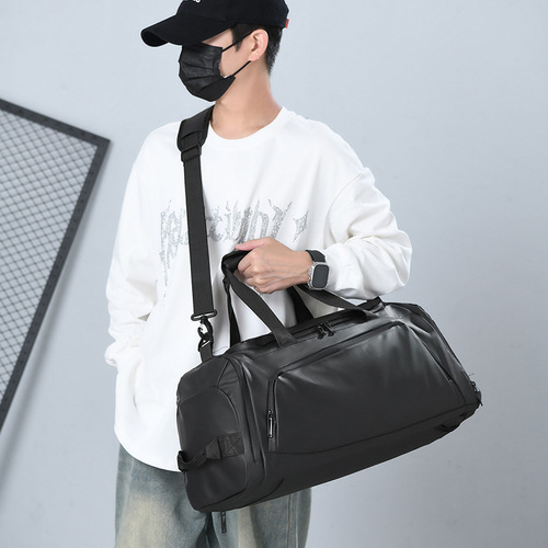 Men's Fitness Bag with Wet and Dry Separation, Independent Shoe Compartment, Portable Exercise Training Bag, Waterproof Multifunctional Dual-Shoulder Travel Bag