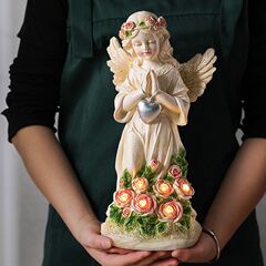 北欧風太陽エネルギー感応灯祈祷天使像樹脂置物客間玄関雰囲気灯現代装飾