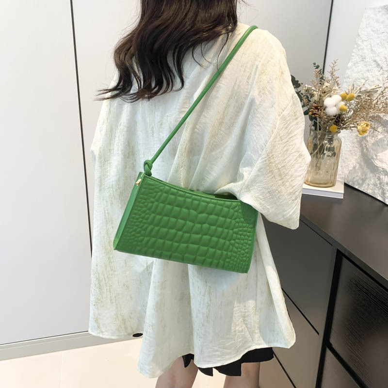 Women's 2024 New Fashionable Crocodile Pattern Shoulder Texture PU Underarm Simple and Versatile Crossbody Bag Trendy_voghion.com