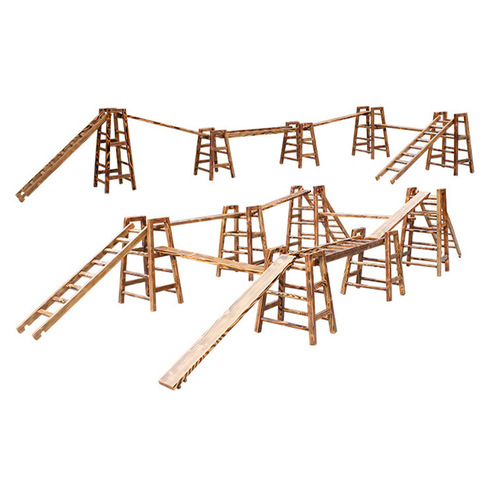 Outdoor Children's Carbonized Climbing Frame from Angi: 16-Piece Wooden Set for Sensory Integration and Balance Training