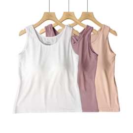 汉麻针织吊带背心女春夏季薄款内搭带胸垫遮副乳修身打底无袖上衣