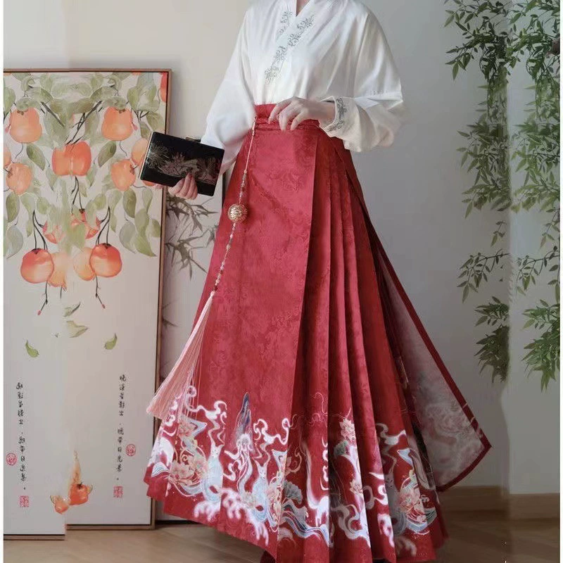 Комбинезон-плиссированная юбка Hanfu, китайский стиль, взрослая, варианты cross-к collar & jacket, размеры S–XL