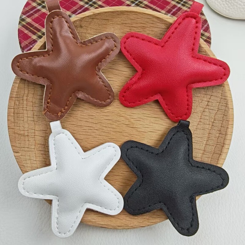 DIY饰品配件 PU皮革立体充棉五角星手机壳包包服饰钥匙扣挂件吊坠|undefined