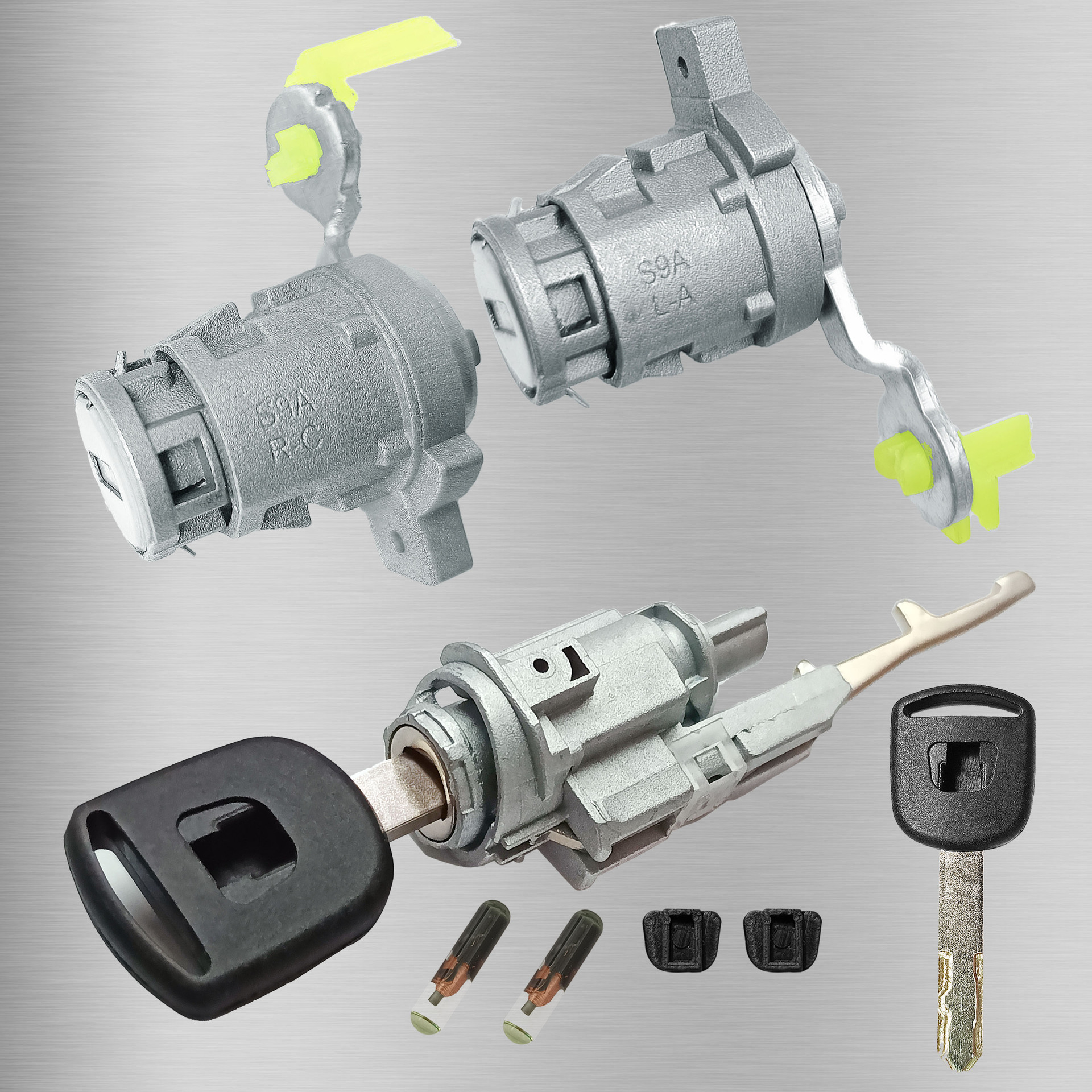 Aplicable a Honda CRV todo el cilindro de la cerradura con chip 2 cerraduras de puerta cerradura de ignición accesorios de automóviles